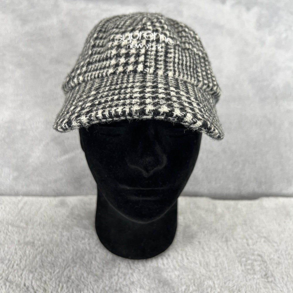 Supreme Harris Tweed Camp Cap Black White Houndstooth Wool Men Strapback Hat